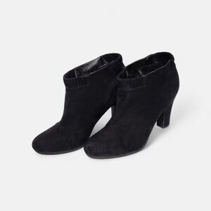 Sam & Libby Black Suede Ankle Booties with Block Heel